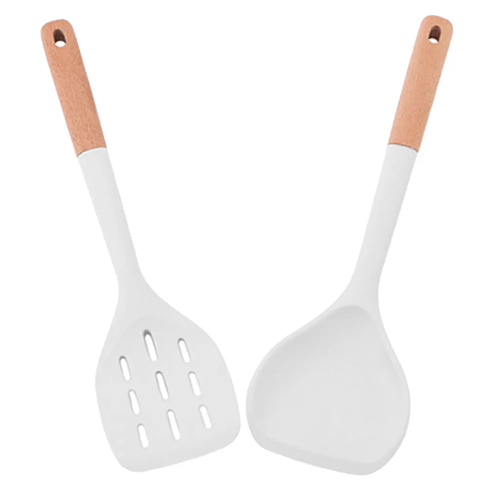 

1 set Silicone Spatula Set Kitchen Cooking Utensils Non-Stick Heat Resistant Ergonomic Handle Round Edge Scald Proof Storage