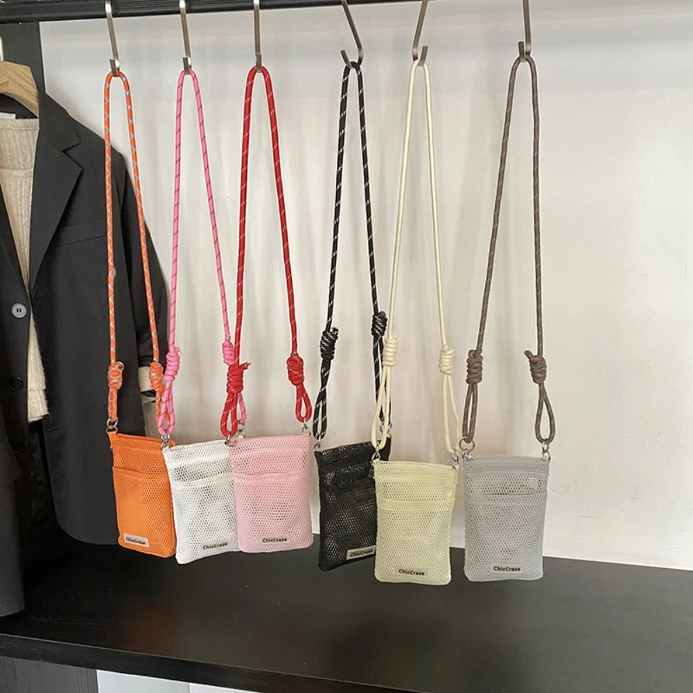 

Fashionable Korean Style Nylon Mesh Bag Purse Solid Color Nylon Shoulder Bag Crossbody Bag Wallet Bags Mobile Phone Bag Travel