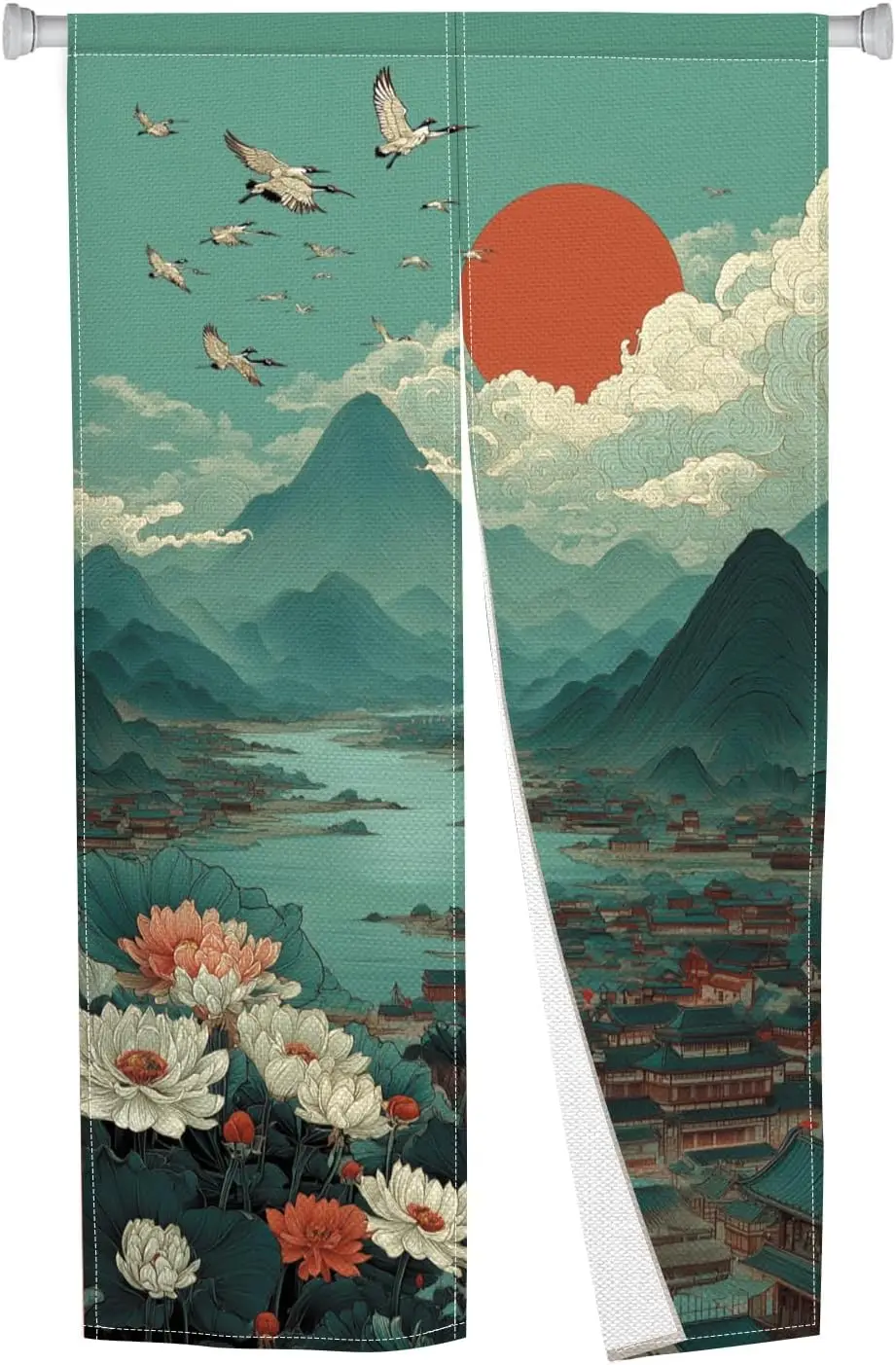 Japanese Doorway Curtain Tapestry Entrance Feng Shui Door Curtains Chinese Mount Landspace Printing Window Treatment Hanging