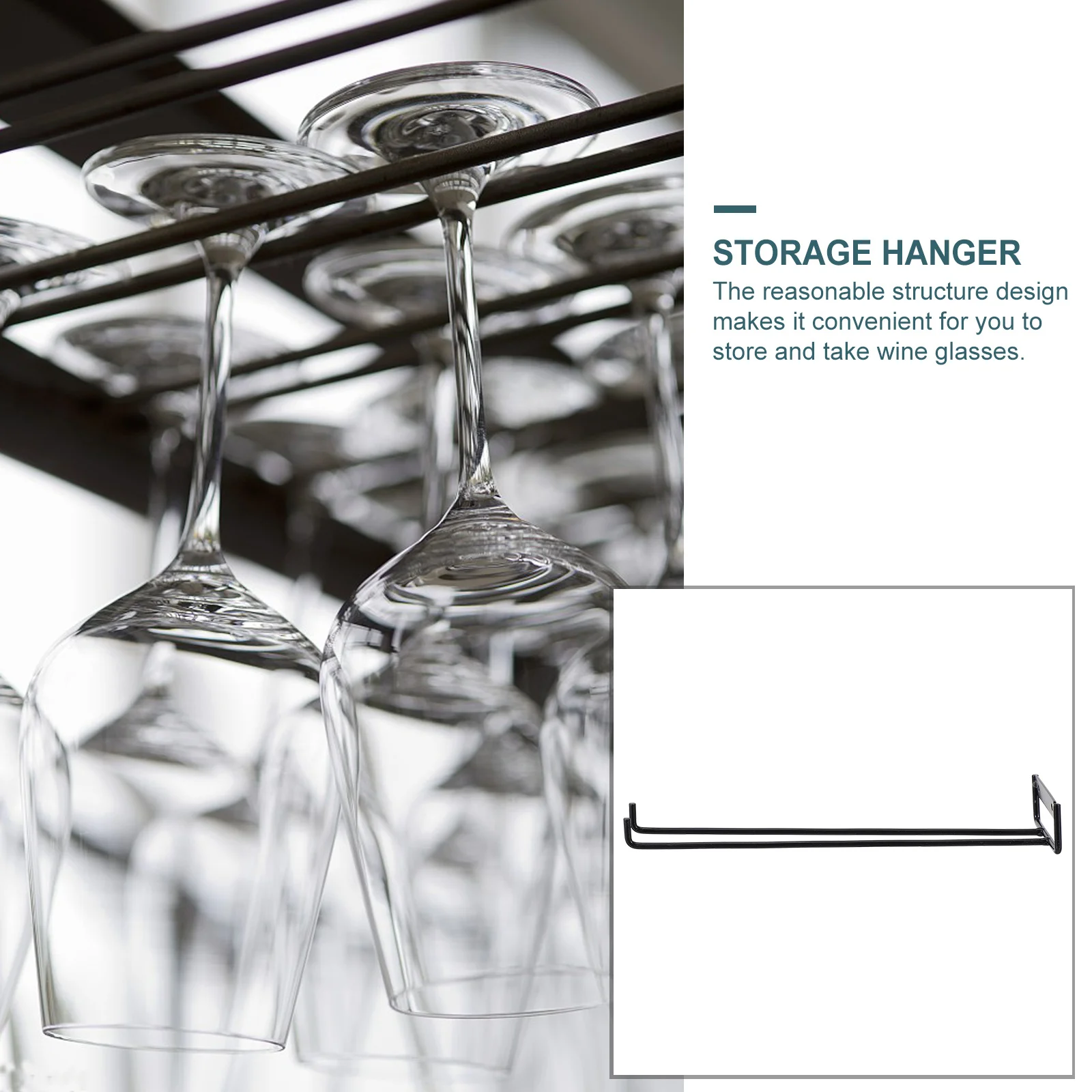 

Long Wine Glass Rack Metal Hanging Shelf Sturdy Glass Holder Storage Organizer for Kitchen Bar Home Office Use