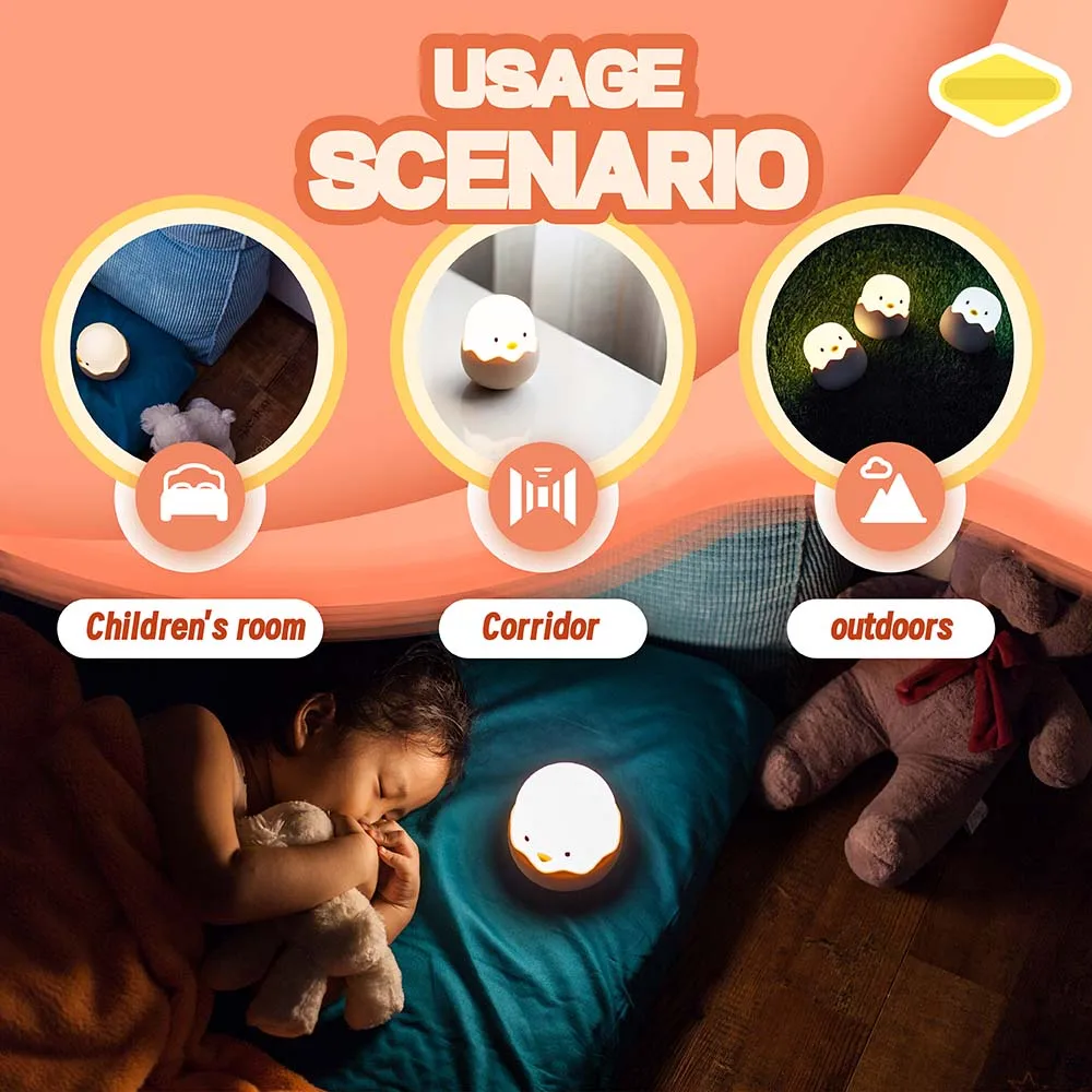 Luce notturna in silicone anatra per bambini con timer Lampada touch dimmerabile ricaricabile USB Camera da letto per dormire Decorazione animale dei cartoni animati Regalo