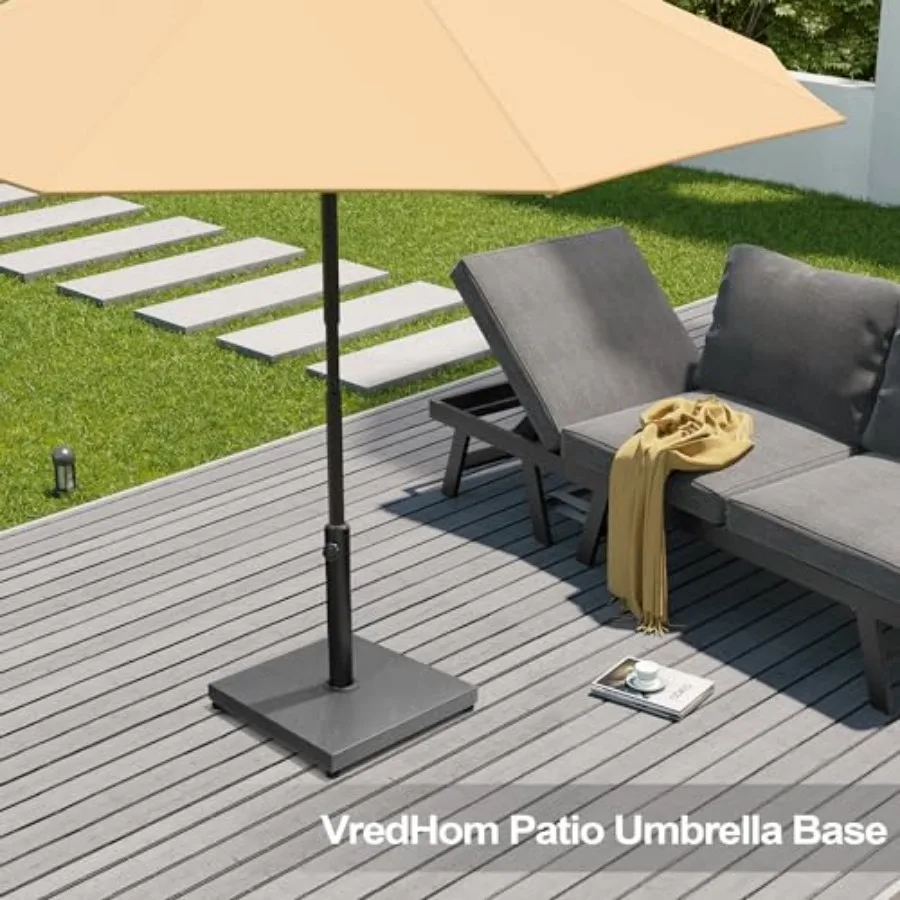 Patio Umbrella Base, 43lbs Outdoor Heavy Duty Square Concrete Stand Market Umbrella, Grey