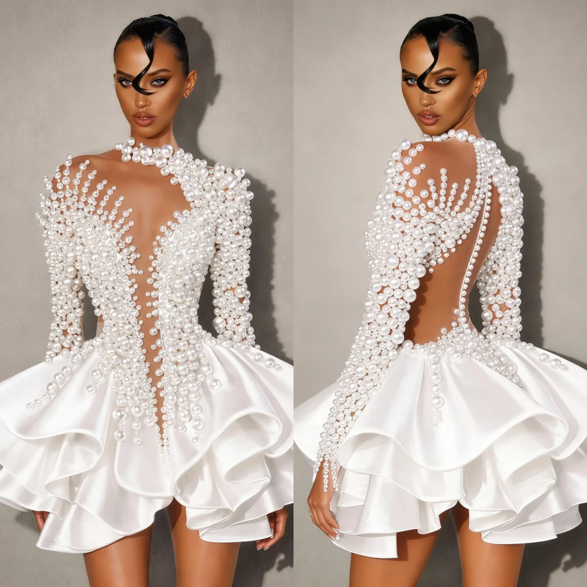 Vestidos de novia blancos, vestidos cortos de fiesta, minivestidos de sirena, diseño especial, vestido de fiesta largo hasta el suelo, Vestido De Noite personalizado