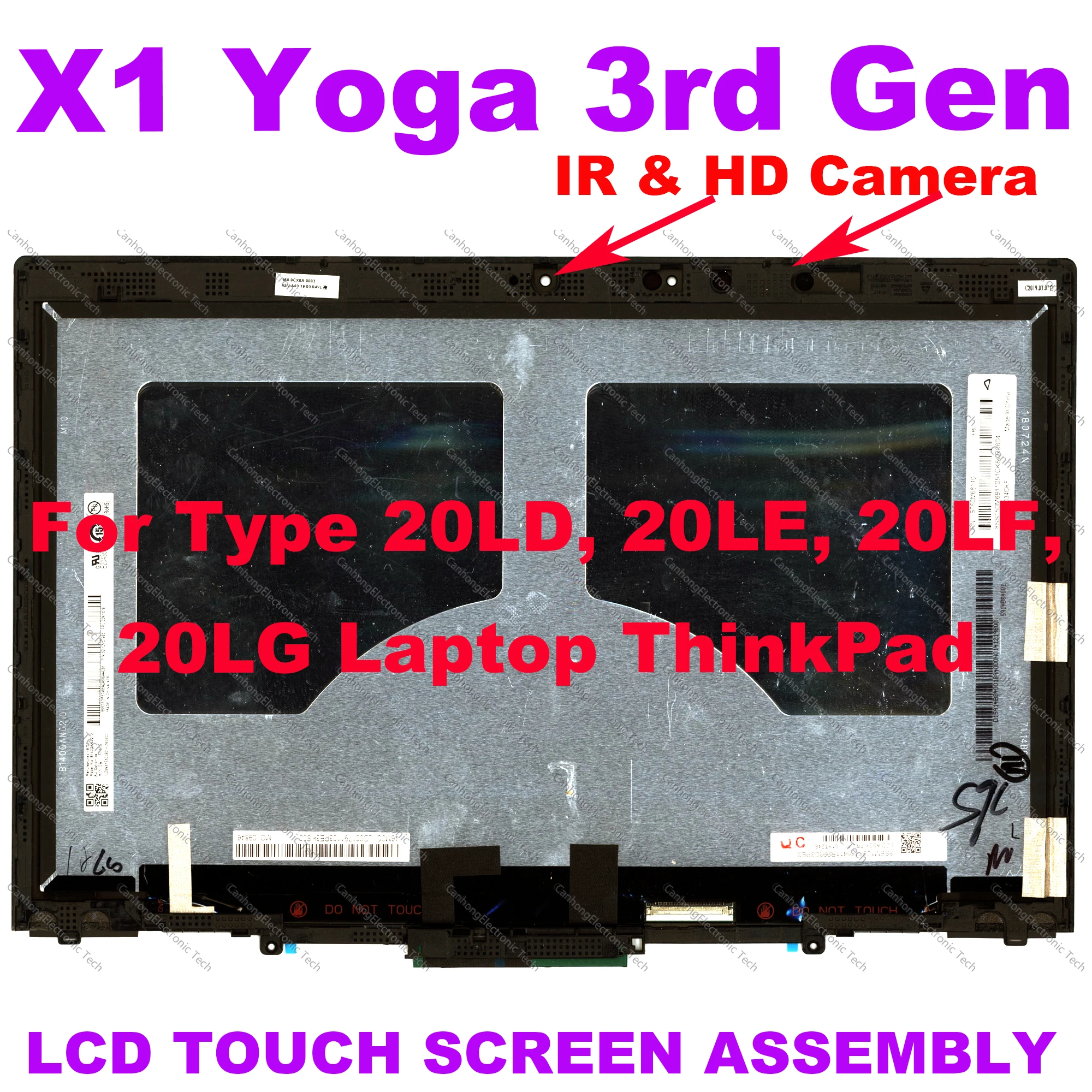 Imagem -05 - Conjunto do Tela Táctil da Exposição do Lcd do Portátil 14 Lp140qh2 Spa1 B140qan02.2 Ioga x1 ó Gen 20ld 20le 20lf 20lg 01yt250
