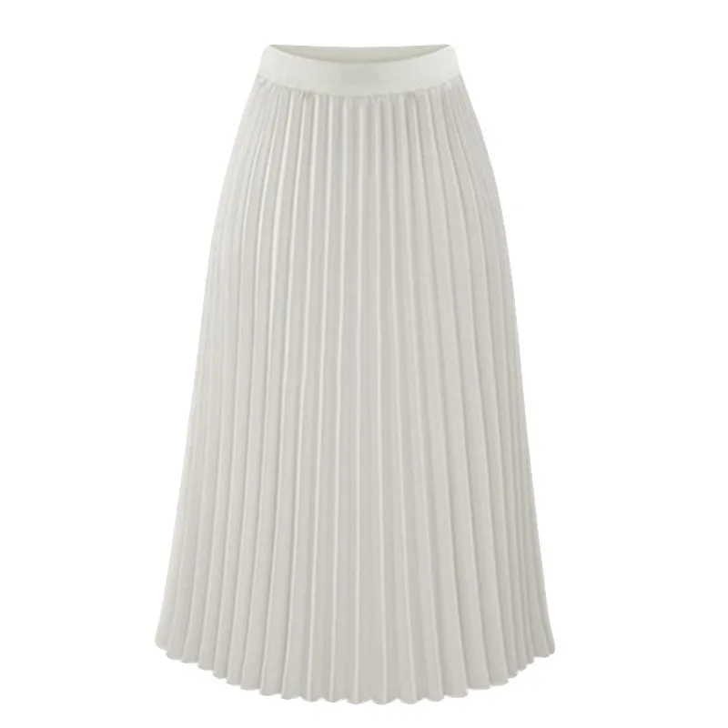 New Women Summer Chiffon Midi Skirt Ruffles Vintage Big Large Plus Sizes Casual Elegant Party Fashion Loose Skirts