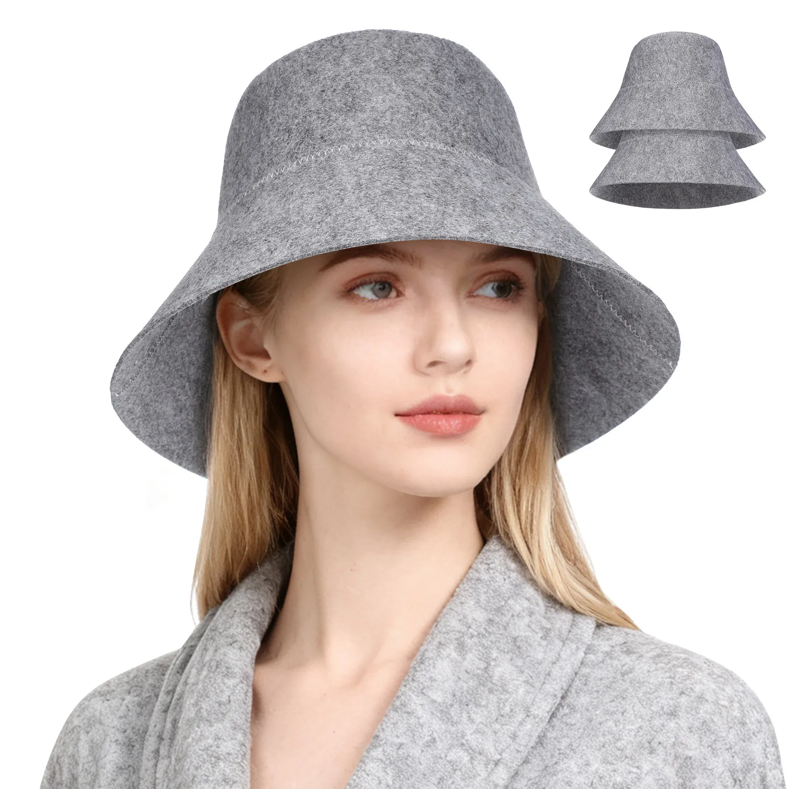 2Pcs Felt Sauna Hat Fast Drying Sweat Absorbing Sauna Cap for Men Women Shower Bath Spa Heat Resistant Hair Care Accessory