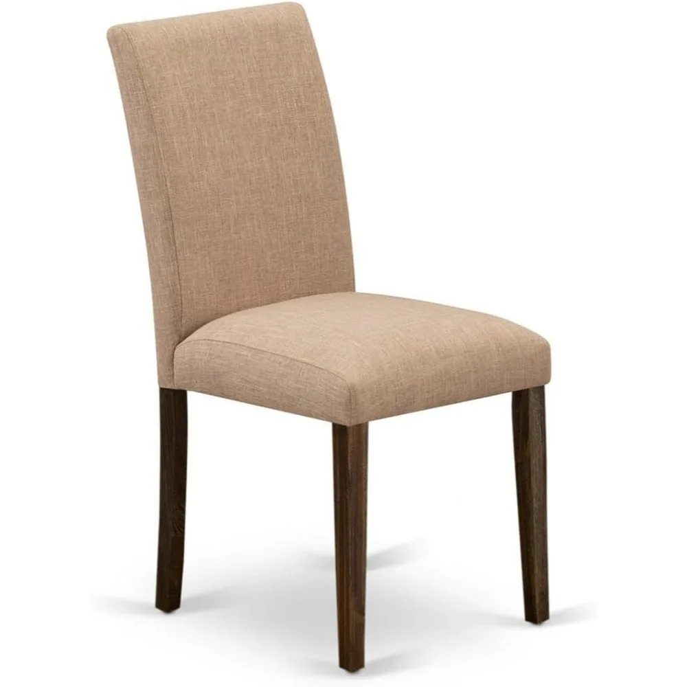 كراسي East West Furniture ABP7T47 Abbott Parson - كراسي طعام منجدة من الكتان السمور الخفيف، مجموعة من 2، طراز جاكوبيان