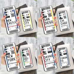 London New York Miami Flight Ticket Case For Xiaomi 14T Pro 13T 12T 11T 13 14 Ultra POCO X6 F6 Pro M6 X3 X5 M5s F3 F5 Cover