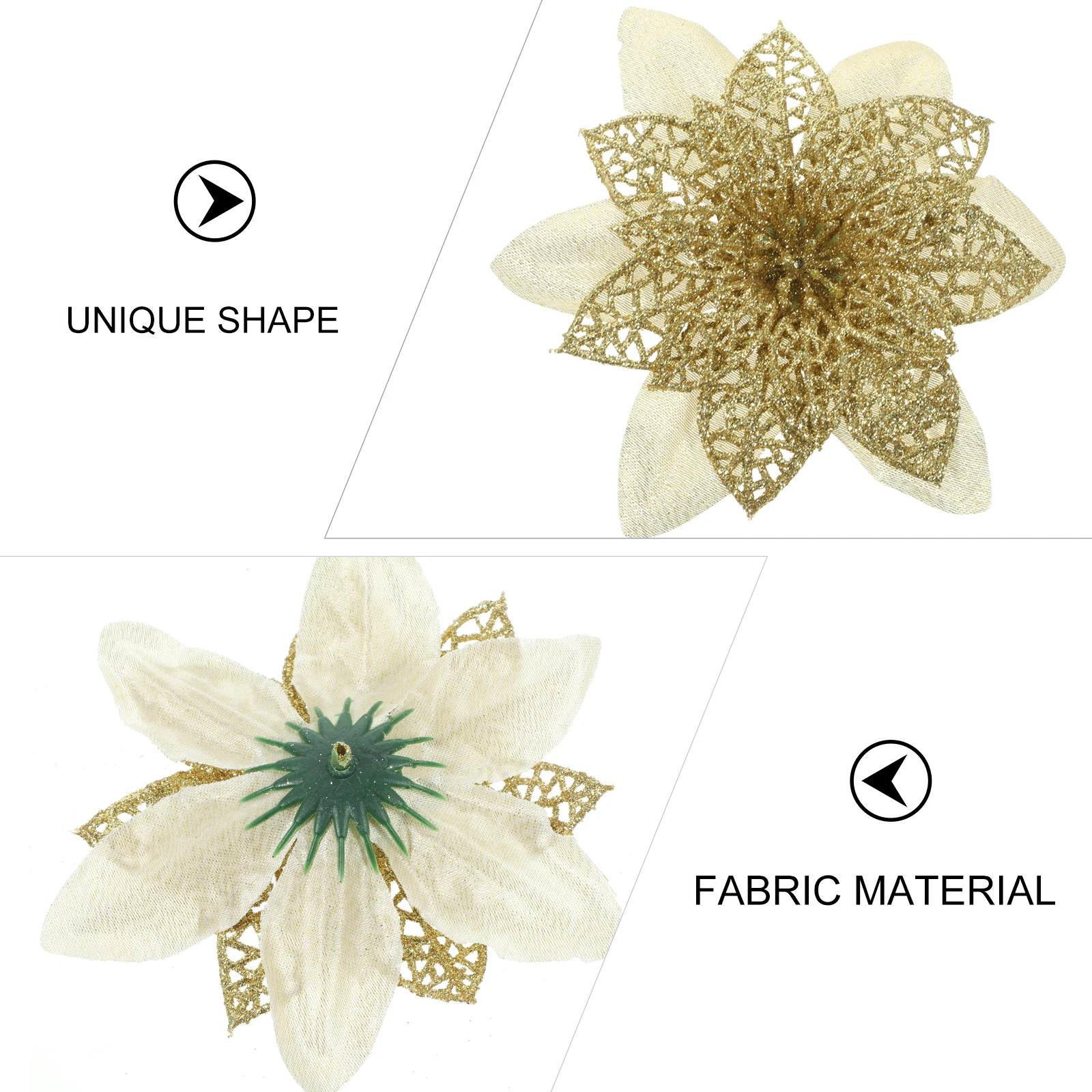 

12pcs Artificial Poinsettia Flowers Christmas Tree Decorations Glitter Faux Flower For Xmas Wreath Vase Rattan Garland Party