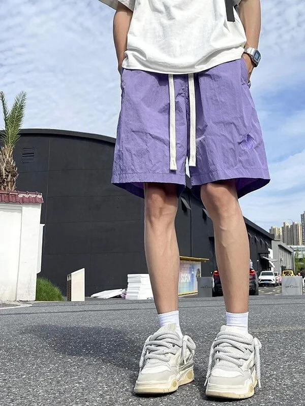 

Спортивные мужские летние тонкие дышащие спортивные штаны из ледяного шелка Cool Feeling, прямые повседневные пляжные брюки пяти четвертей