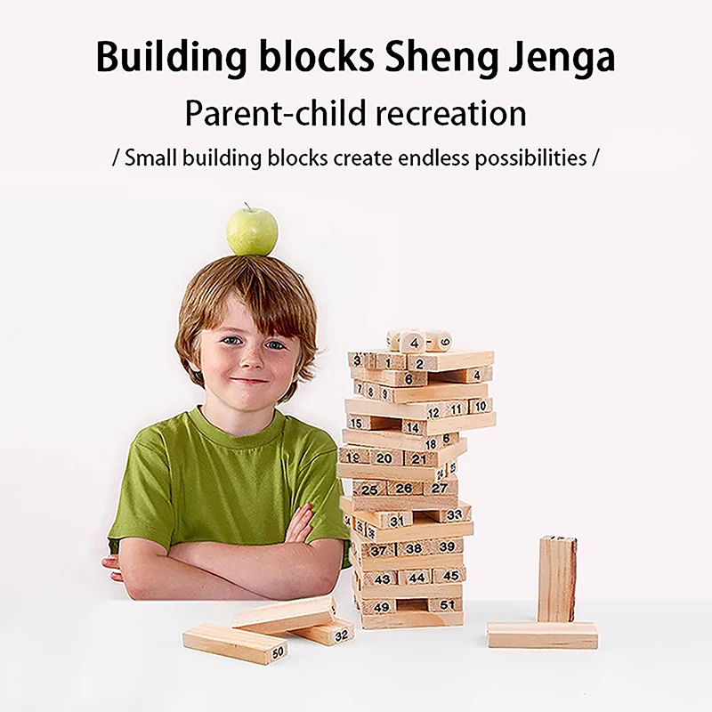 Solid Wood Puzzle Stacked High Stack Tower Drawing Block Children\'S Parent-Child Interactive Board Game