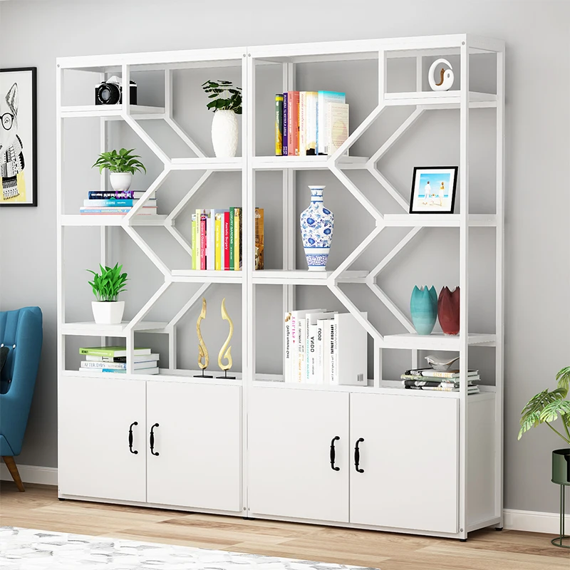 Fashion household bookshelf storage life library wooden wrought iron bookshelf bookcase