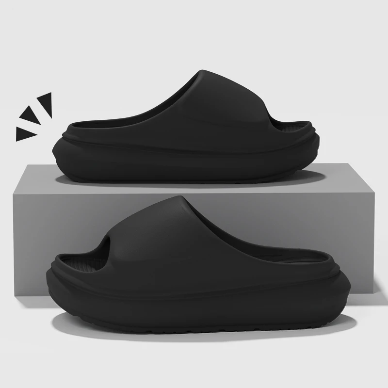 Chinelo Feminino de Cor Sólida com Sola Grossa 2026 Verão, Sola Macia Antiderrapante em EVA, Confortável, Plataforma Anabela, Calçado para Casal