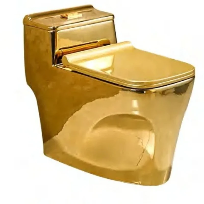 

Electroplated gold toilet household luxury toilet full gold flush toilet