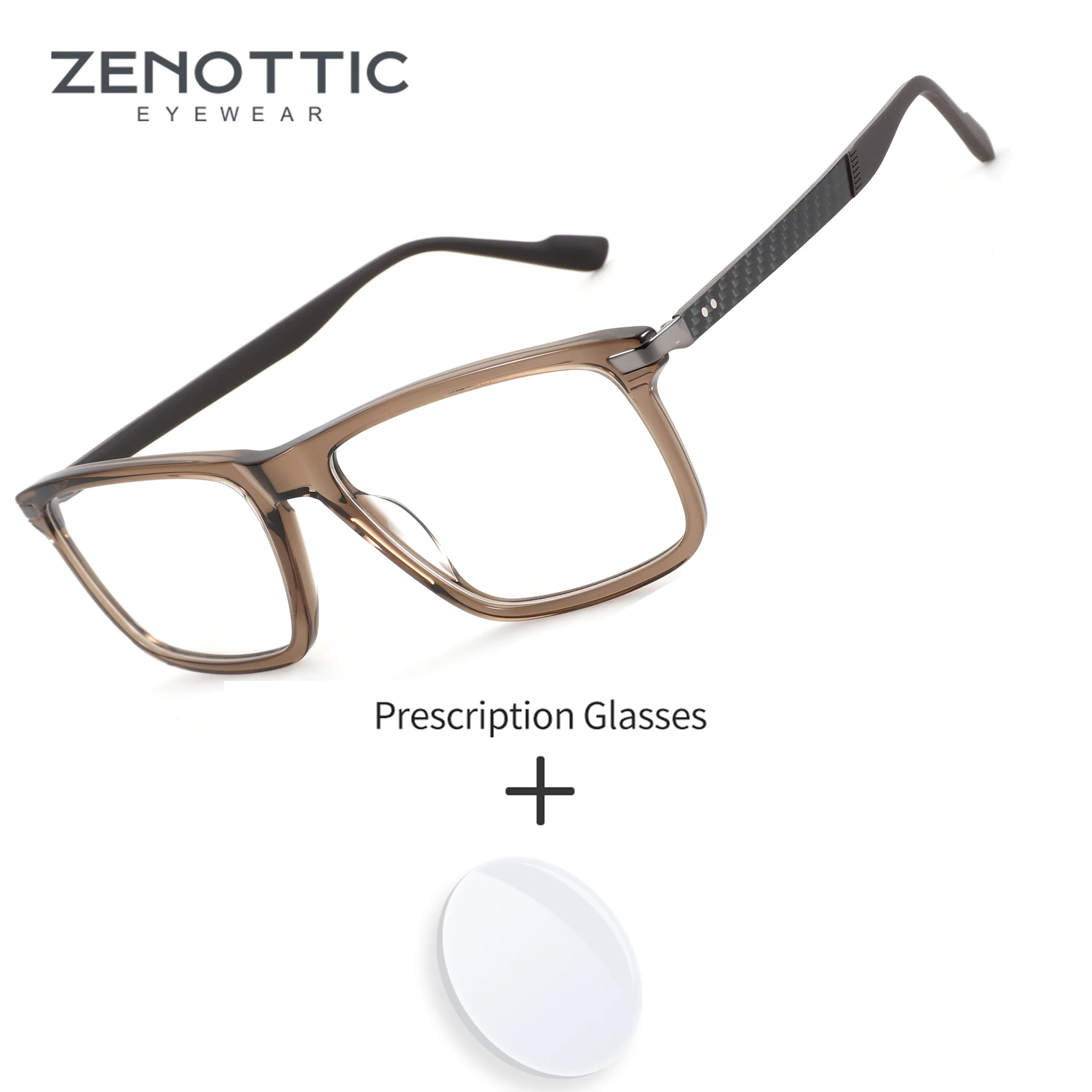 

ZENOTTIC Retro Square Handmade Acetate Medical Prescription Lenses Man Blue Light Filter Progressive Multifocal Glasses