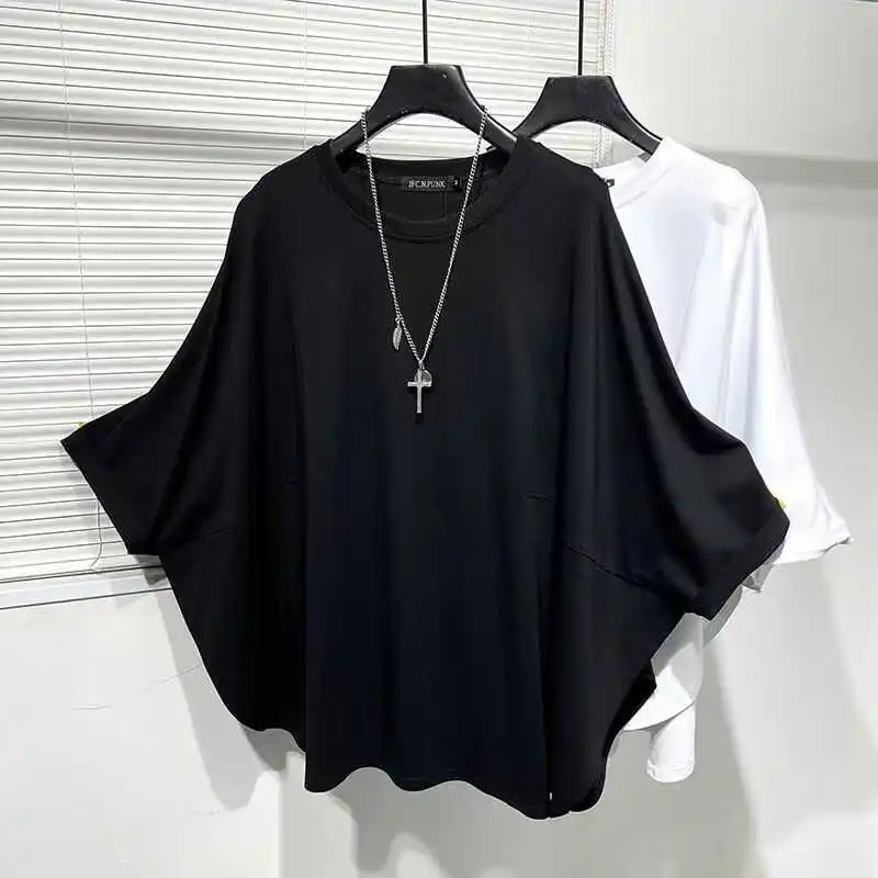 Summer Thin Batwing Sleeve Short Sleeve Men's T-shirt Ultra Cool Loose Fit Polyester Fiber Youthful Modern Style round Neck