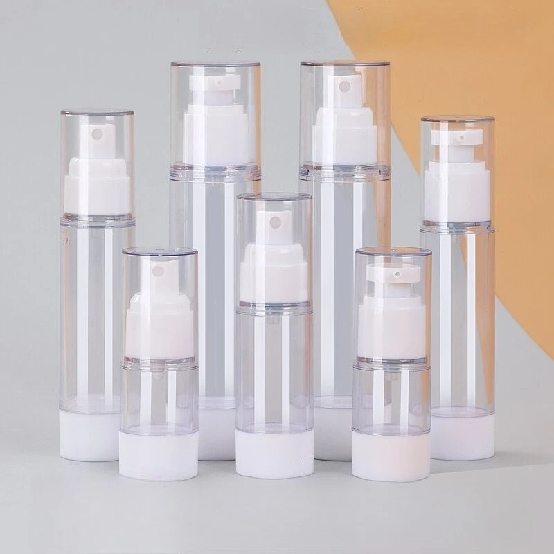 Przenośne puste butelki z balsamem / sprayem bezpowietrzne do wielokrotnego napełniania Kobieta 15-100ML Butelka podróżna Pompka Pojemnik na kosmetyki