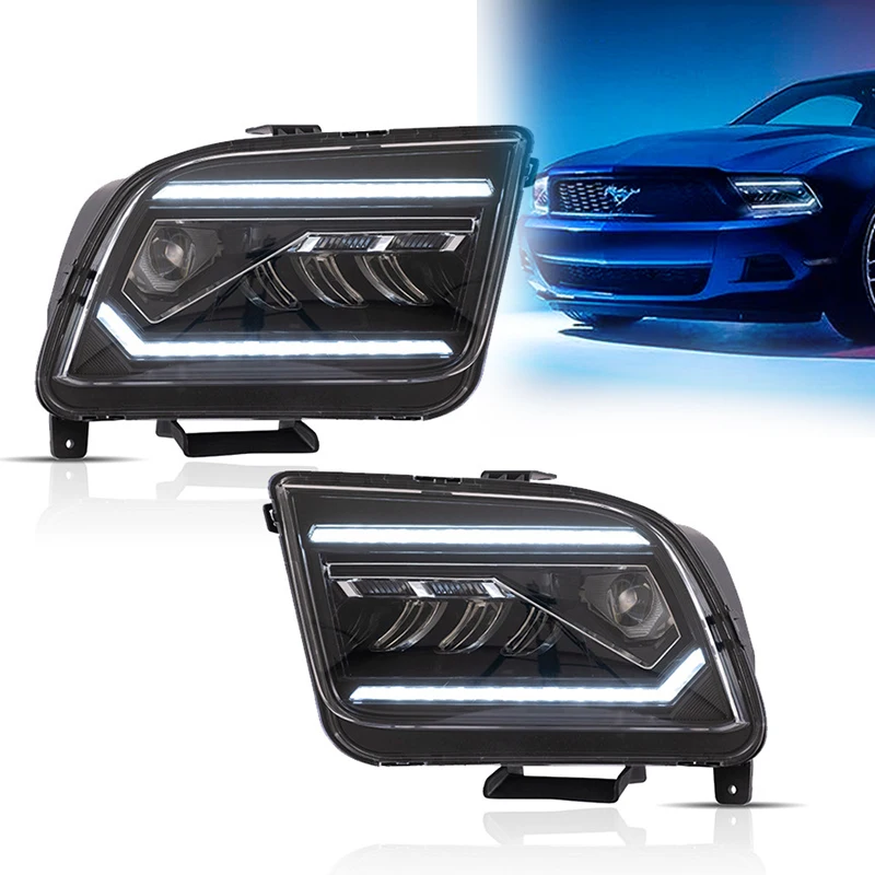 Head Lamp for FORD Mustang LED Headlight 2005-2009 Headlights Mustang DRL Turn Signal High Beam Angel Eye Projector Lens