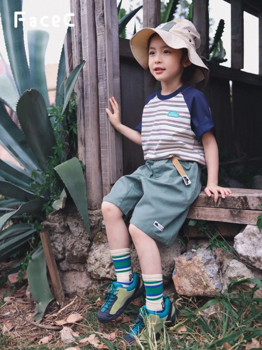 Camping Outdoor Sports Short Pants for Girls Child Casual Loose Fit Elastic Waist Cotton 100% Five-Point Shorts Summer