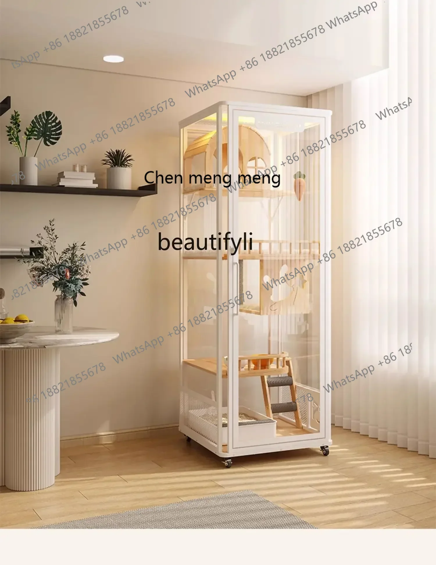 

new style Cat Villa Luxury Large Cabinet Cat Nest Home Indoor Panoramic Cat House with Toilet Integrated ss 7304