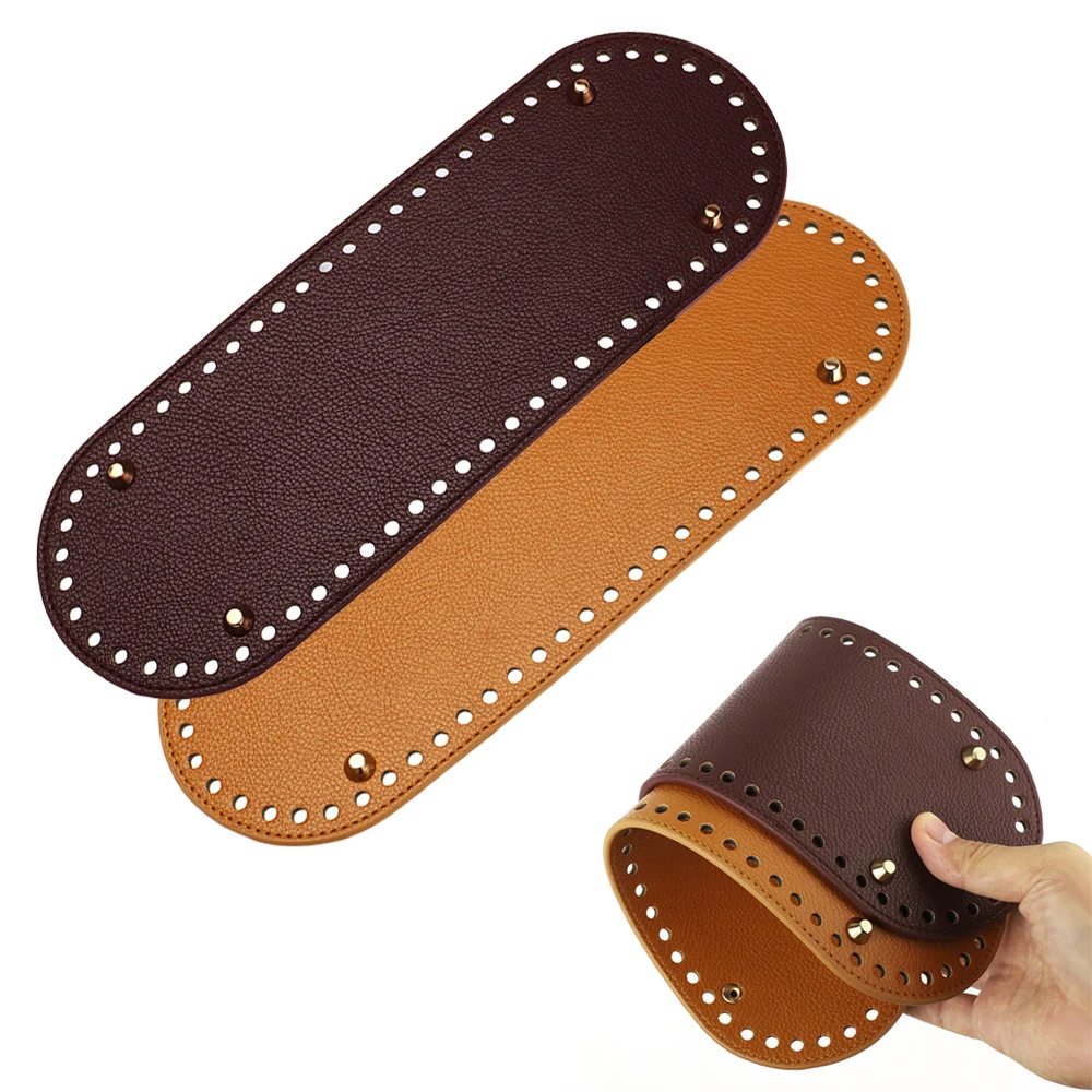 

Длинное дно 30x10 см для вязаной сумки, основа для сумок из искусственной кожи, днище ручной работы, вязаная крючком подушечка с отверстиями, аксессуары для изготовления сумок