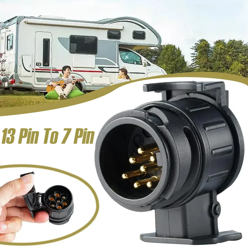 

13-контактный на 7-контактный адаптер для буксировки, переносной автомобиль, дом на колесах, общий 12 В, электрическая розетка, преобразователь, разъем, автоаксессуары