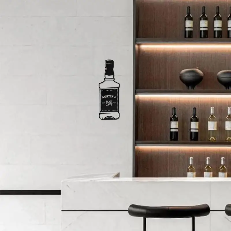 Seni logam kaca anggur hitam Modern botol anggur seni dinding botol anggur tanda Bar dekorasi alat peraga untuk ruang tamu Bar dapur