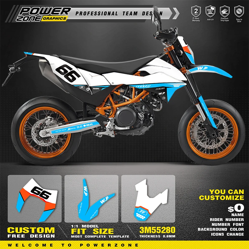 

Набор наклеек PowerZone Custom Team Graphics Backgrounds Decals для мотоциклов KTM 2012-2018 690SMC-R, наклейки для мотоциклов 007