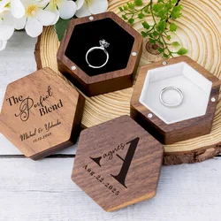 Personalised Engraved Wood Wedding Ceremony Ring Box Custom Exclusive Engagement Anniversary Bearer Box ForWedding Ceremony Gift