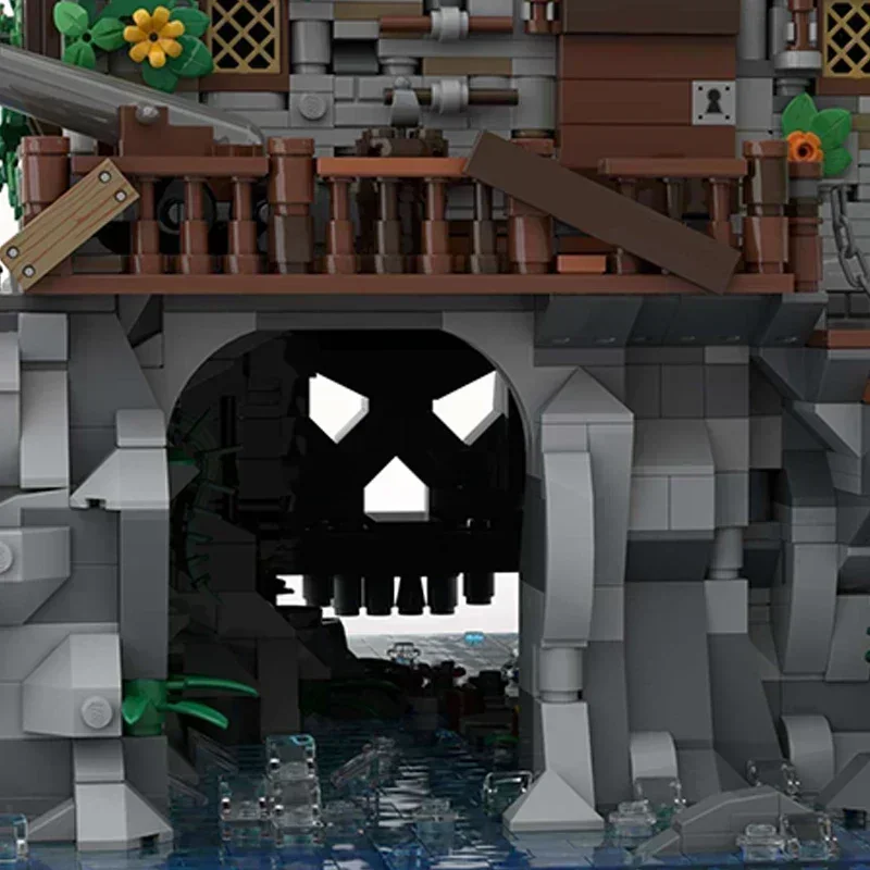 Bloques de construcción Moc, modelo de calavera pirata, isla con casa de Barbanita, bloques tecnológicos, regalos, juguetes de Navidad, conjuntos DIY de montaje