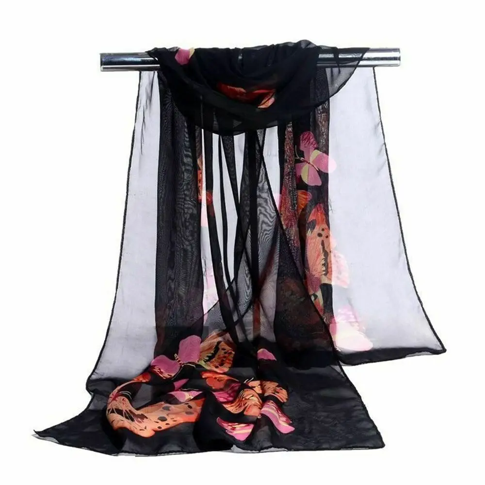 

8 Colors Soft Wrap Fashion Butterfly Long Chiffon Scarf Shawl Silk Flower Print