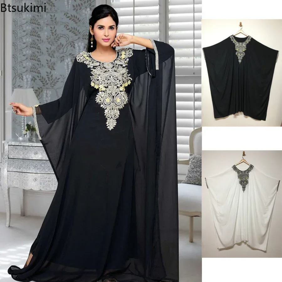 2024 Women\'s Fashion Muslim Dresses Elegant Muslim Long Maxi Dress Female African Dress For Woman Soft Shining Evening Dresses