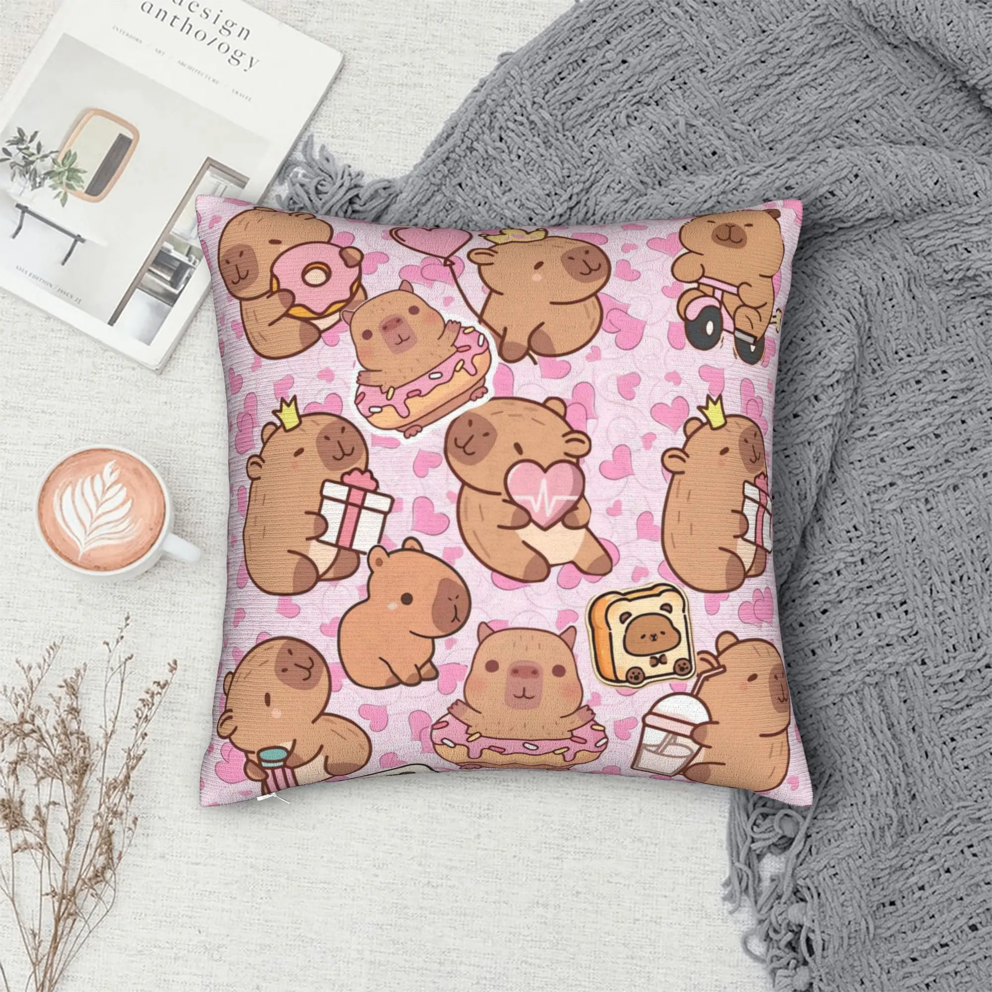 Capybara Pillow Cover  Custom Cushion Cover Cute Funny Pillow Case For Living Room Chair