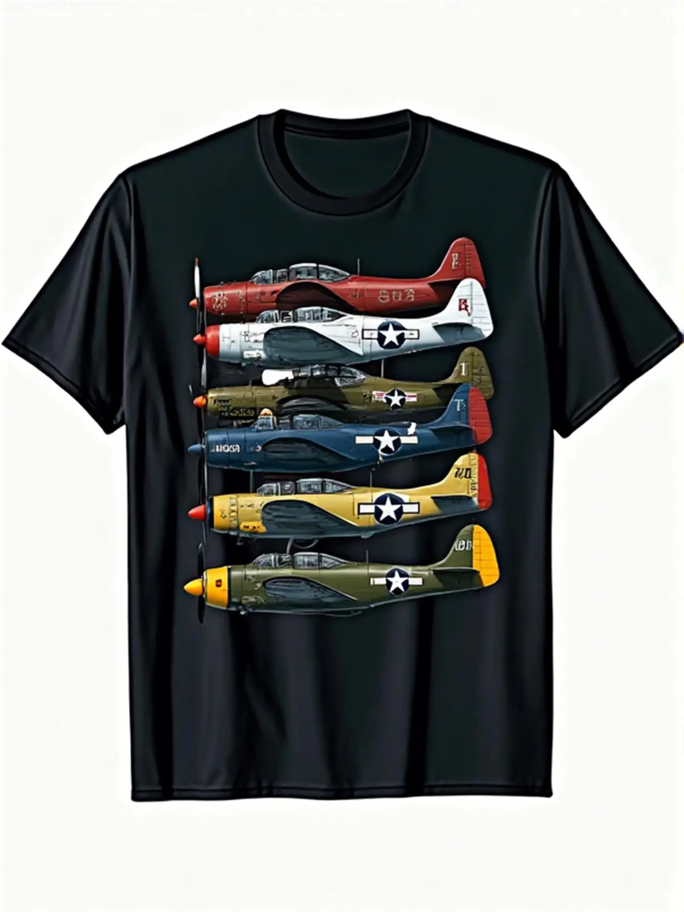 

Vintage P-47 Thunderbolt, P-51 Mustang & F-86 Sabrebird T-Shirt 100% Cotton O-Neck Short Sleeve Summer Casual Mens T-shirt