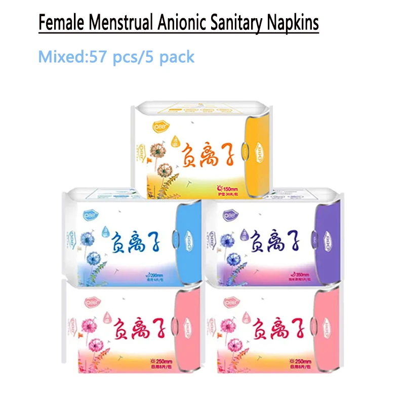 

57pc/5pack Women Menstrual Anionic Sanitary Napkins leak proof Breathable Underwear Padding Female Negative ion Sanitary Napkin