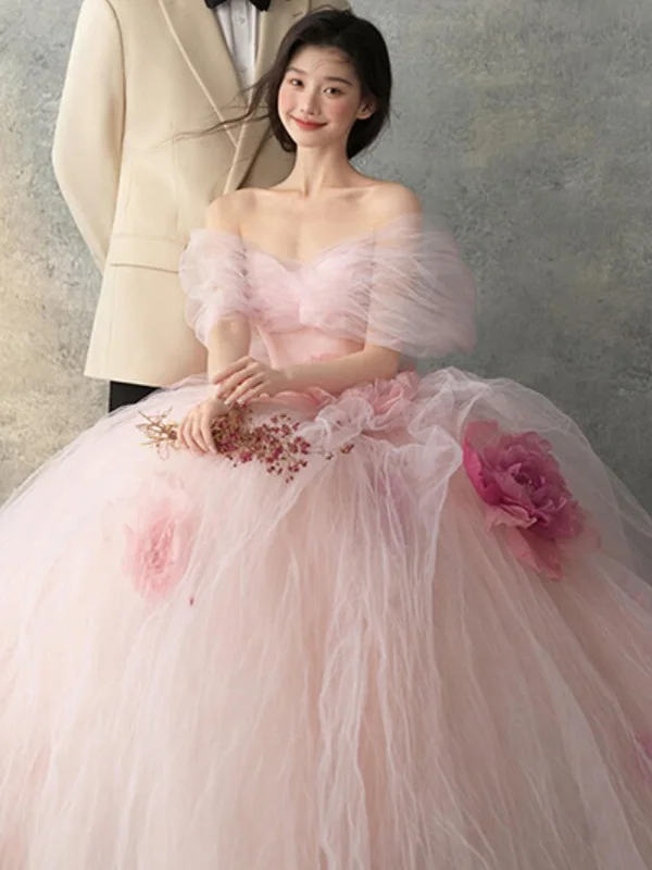 Pink Wedding Dr New Sle Studio Photoaphy Outdoors Travel oot Tulle Forest System Flower Godd Bustier Gown