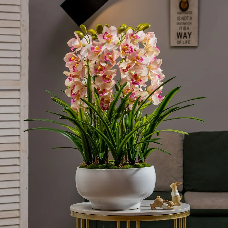 

Cymbidium Simulated Flower Arrangement Fake Flower Indoor Living Room Table Decorations