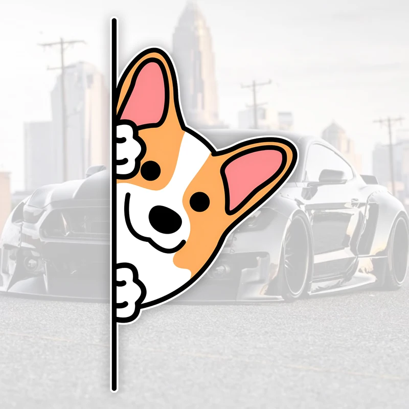 DK166#8.5x17cm Cute Corgi Car Stickers Scratch Covering Self-Adhesive Waterproof Decal Motorcycle Decorative Accessories