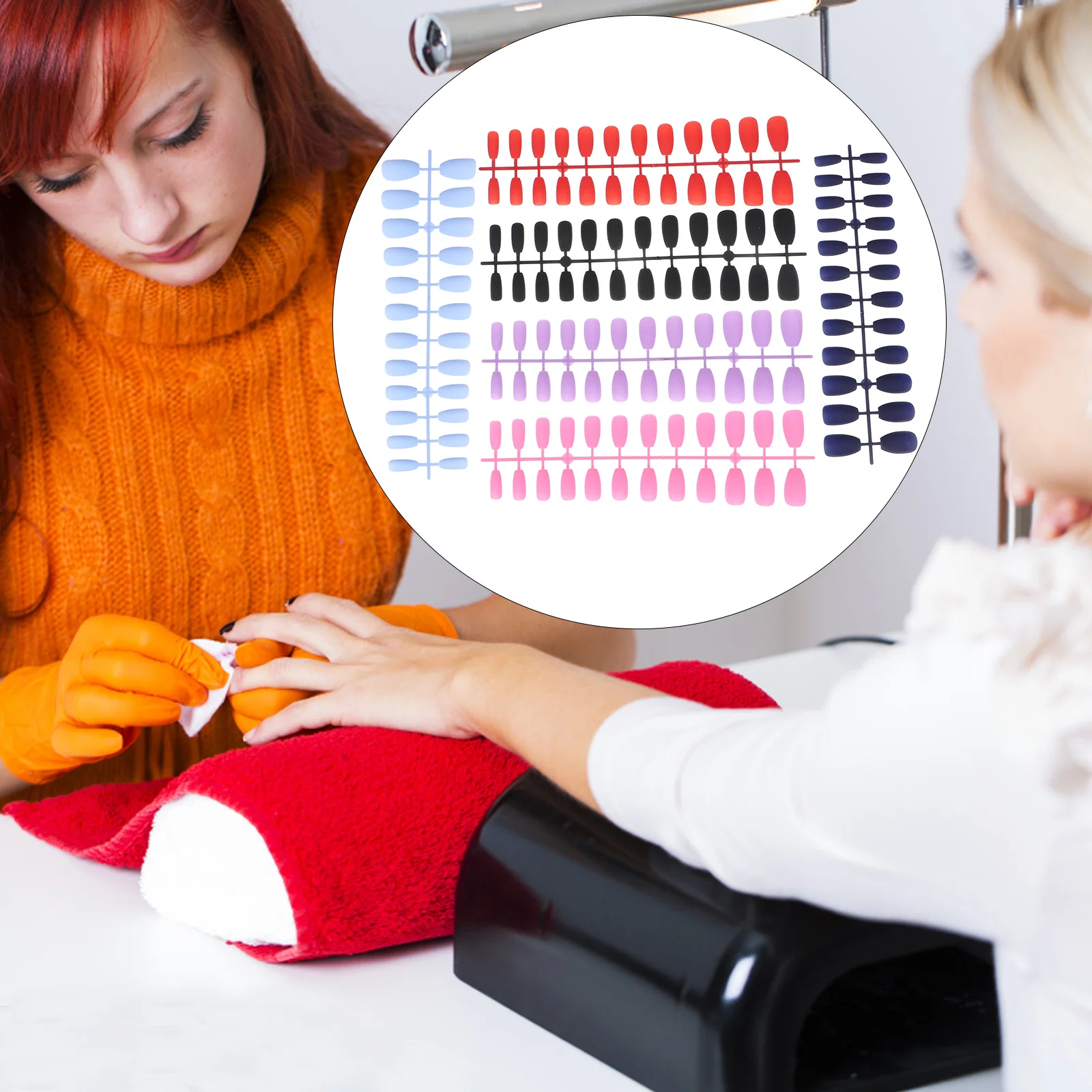 

6Sets Fake Nails Full Cover Matte Ballerina Nails Long-Lasting Artificial Nail Tips for Home Salon Nail Art Decoration