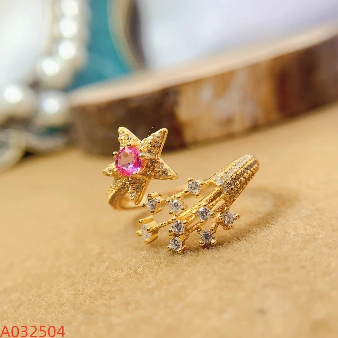 KJJEAXCMY Natural Pink Sapphire Ring S925 silver , electroplated locking color process, high clarity Gems Full of luster
