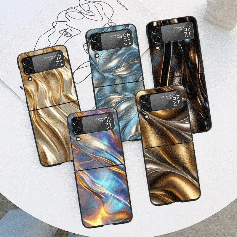 

Fashionable Simple Case for Samsung Galaxy Z Flip 4 3 5 5G Flip Shockproof Capa 6.7 Inches Black Hard PC ZFlip 4 Phone Cover