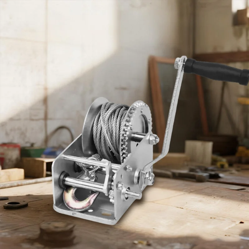 ونش يدوي ذاتي القفل من الفولاذ المقاوم للصدأ 800 رطل/3000 رطل يدوي متين على الطرق الوعرة ونش كرنك اليد لمقطورة شاحنة القارب