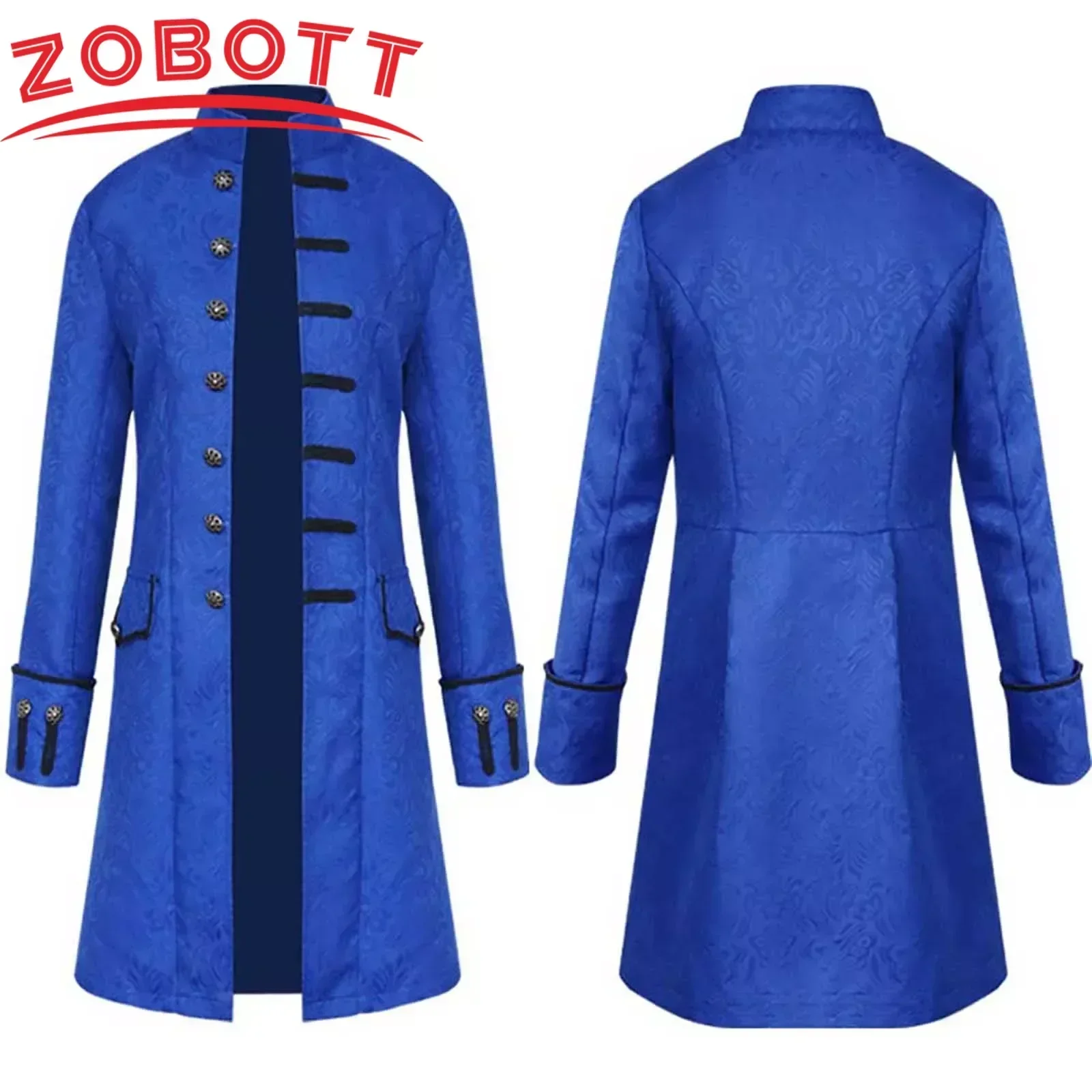 رجل القوطية Steampunk فستان معطف خمر القرون الوسطى الفيكتوري زي يرتدى عصر النهضة سترة أزرار خندق معطف أبلى