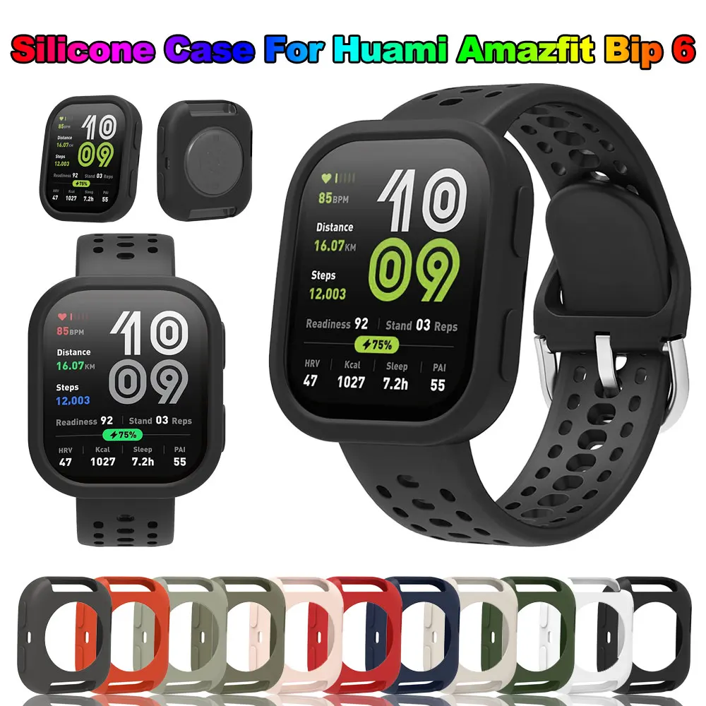 Capa protetora para relógio inteligente huami amazfit bip 6, capa protetora de silicone para huami amazfit bip6