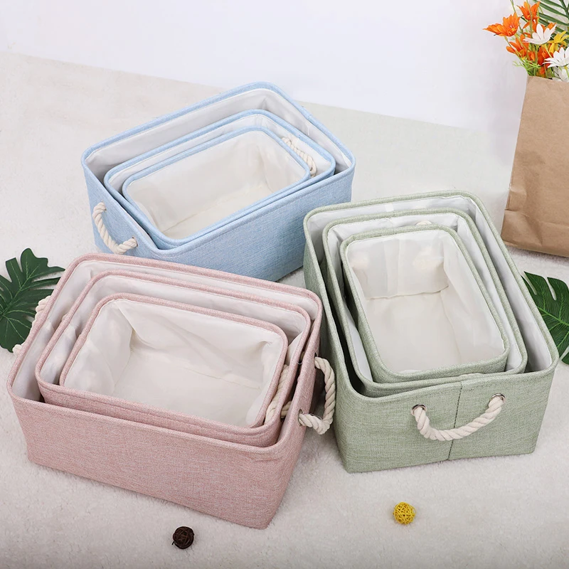 Folding Cotton Linen Storage Baskets Cabinet Storage Bag Laundry Basket Kids Toys Organizer Clothes and Sundries Storage Box