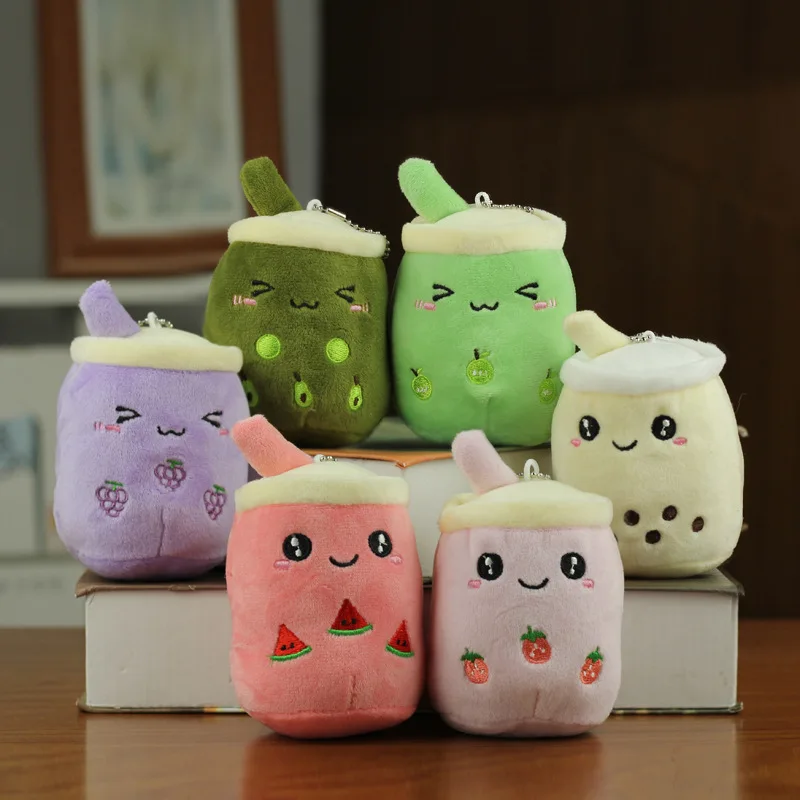 Boba Milk Tea Cup Plush Pillow, Imitation Fruit Milk Tea Stuffed Toy, Creative Pendant Decor Cute Birthday Gift for Girls