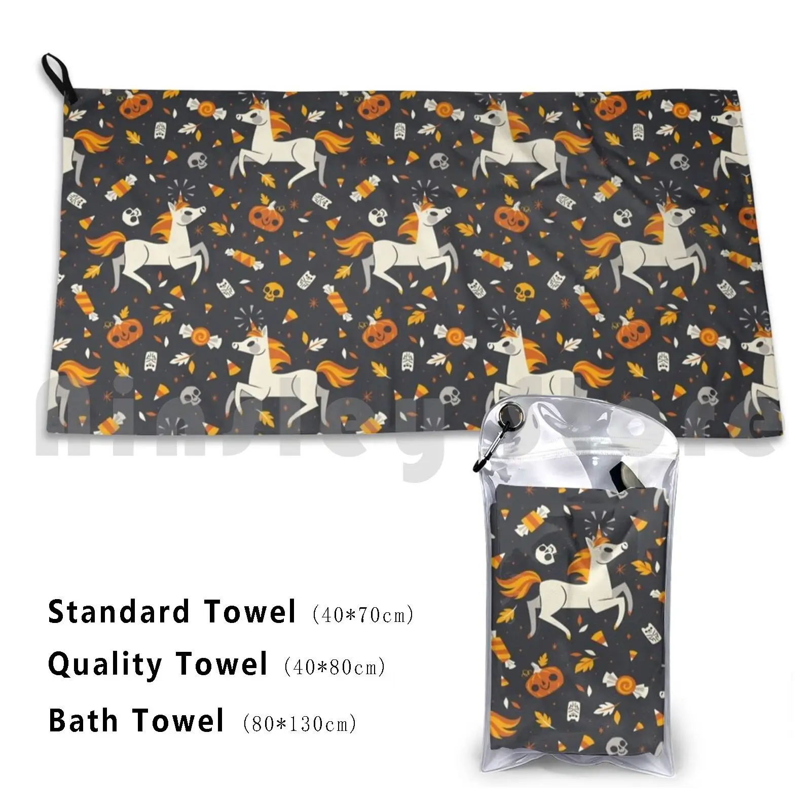 Candy Unicorns Beach Towel Quick Dry Quality Towel Unicorn Halloween Horse Candy Corn Pumpkins Candy Magical Cute Gummy
