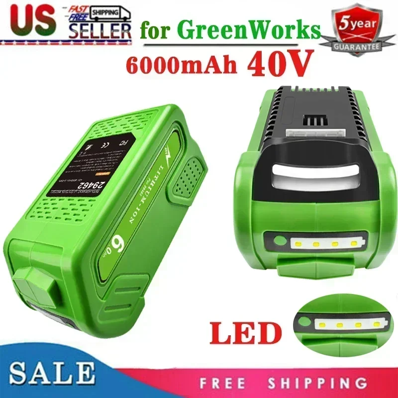 GO Akku für Greenworks 40 V G-MAX 6 Ah 29252, 22262, 25312, 25322, 20642, 22272, 27062 Y 21242