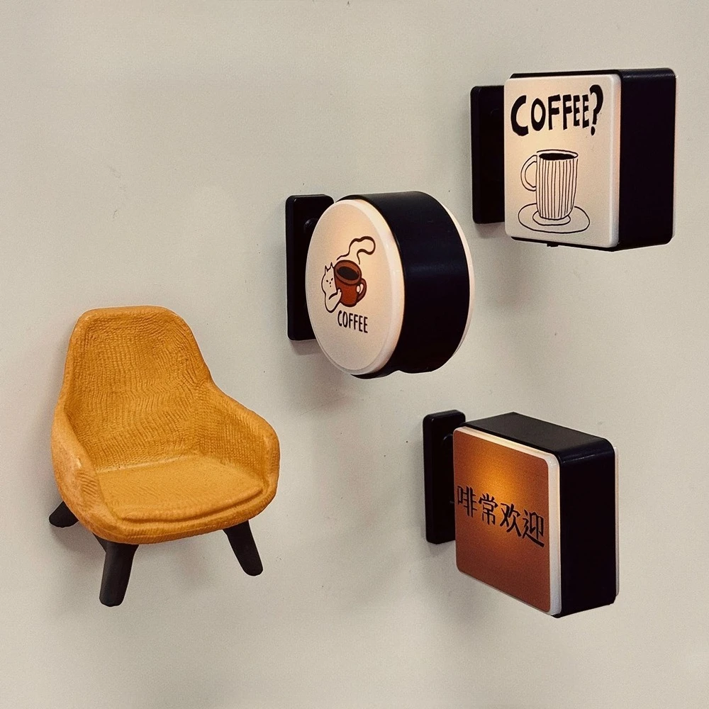 Fashion Coffee Corner Refrigerator Magnet Light Fridge Magnet Magnetic Home Miniature Pegboard Coffee Shop Glowing Decoration