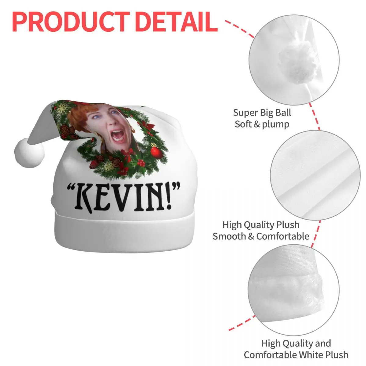 كيفن الأصلي! قبعات عيد الميلاد المنزلية وحده للبالغين من الرجال والنساء، قبعة سانتا، هدايا تنكرية